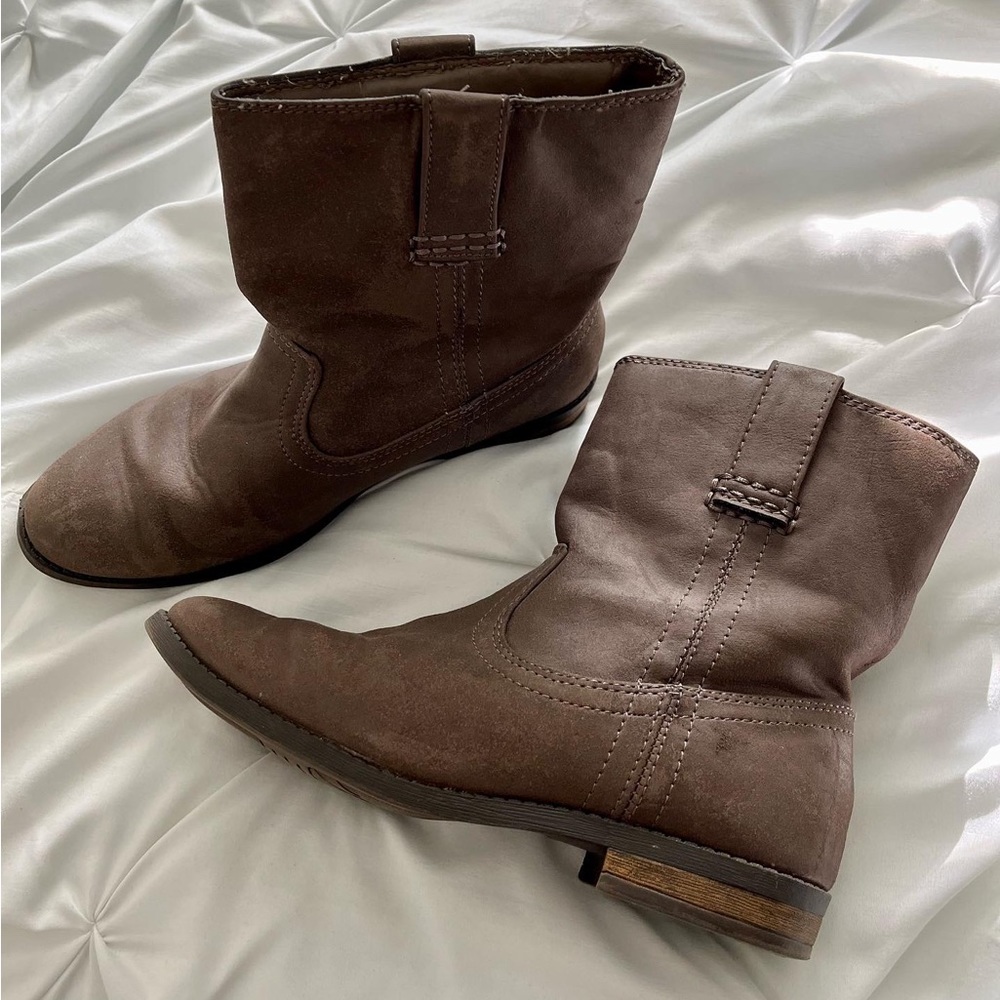 Brown cowboy ankle boots